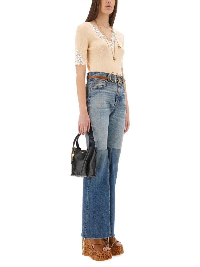 CHLOE' TOP WITH LACE NECKLINE
