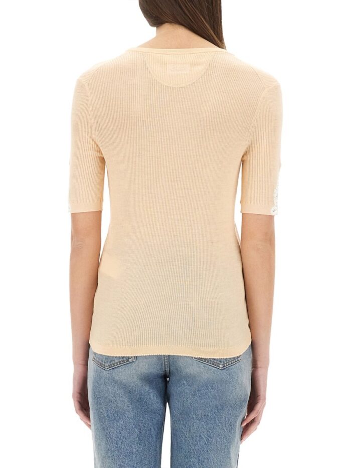 CHLOE' TOP WITH LACE NECKLINE