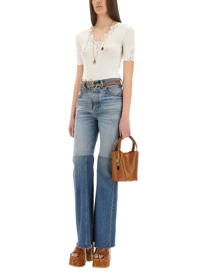 CHLOE' TOP WITH LACE NECKLINE