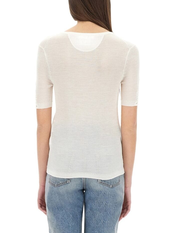 CHLOE' TOP WITH LACE NECKLINE