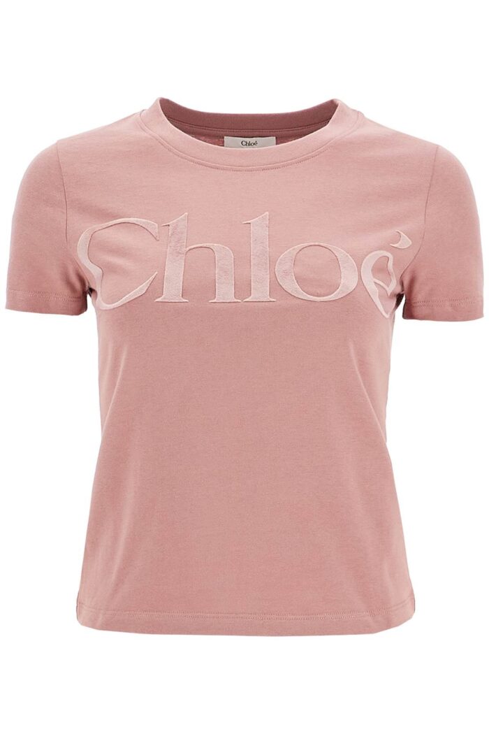 CHLOE' Velour Logo T-shirt With