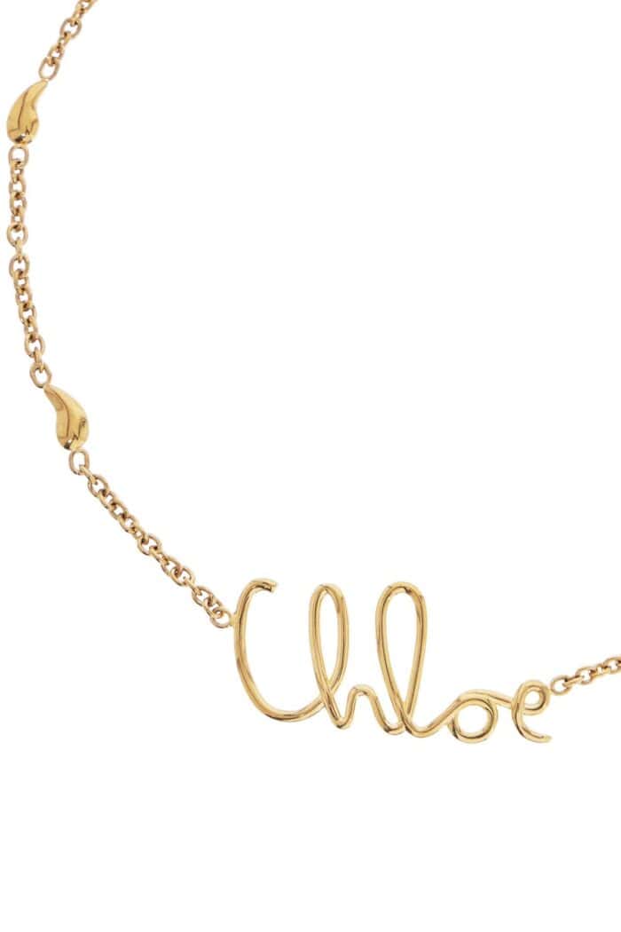 CHLOE' Vintage Gold Necklace With Cursive Name Pendant And Delicate Chain