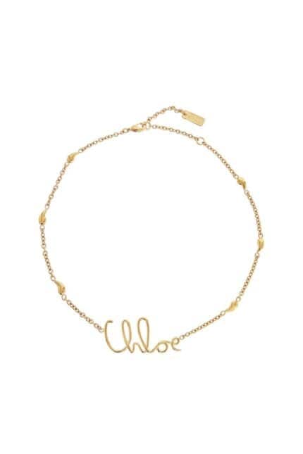 CHLOE' Vintage Gold Necklace With Cursive Name Pendant And Delicate Chain