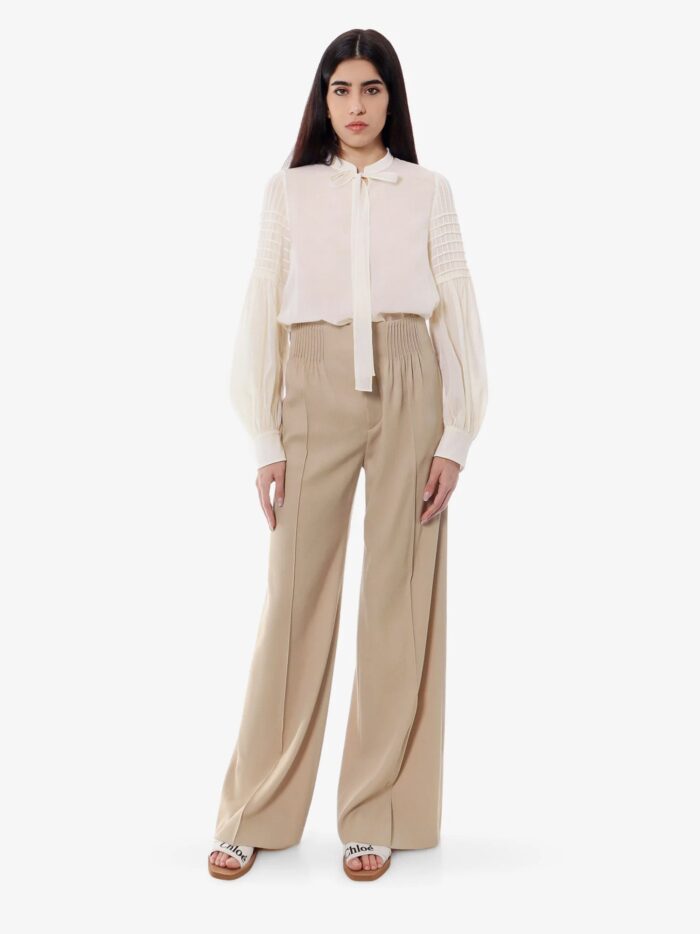 CHLOE' Virgin Wool Shirt With Frontal Bow