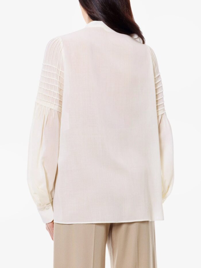 CHLOE' Virgin Wool Shirt With Frontal Bow