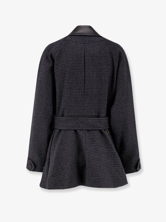 CHLOE' Virgin Wool Trench With Leather Collar