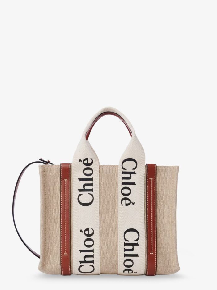 CHLOE' Woody Linen And Leather Tote Bag