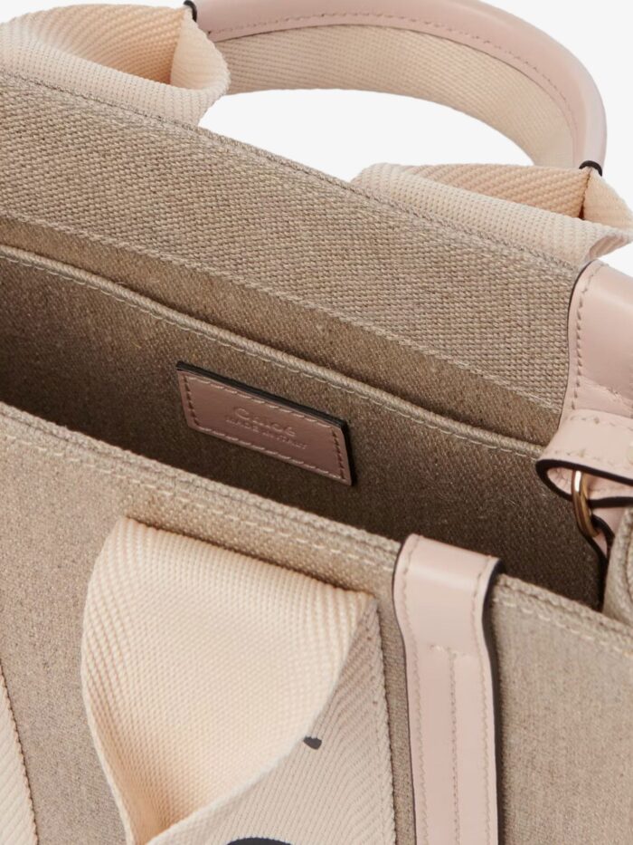 CHLOE' Woody Linen And Leather Tote Bag