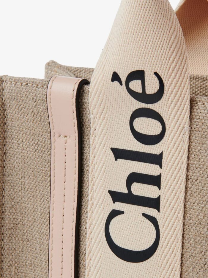 CHLOE' Woody Linen And Leather Tote Bag