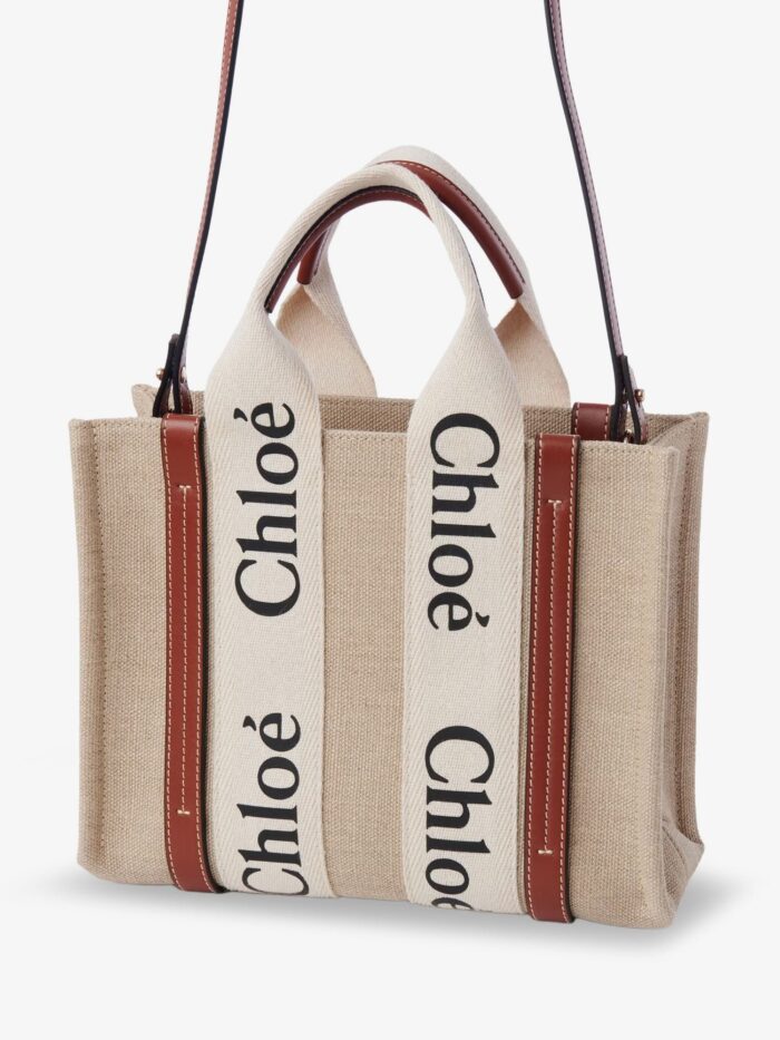 CHLOE' Woody Linen And Leather Tote Bag