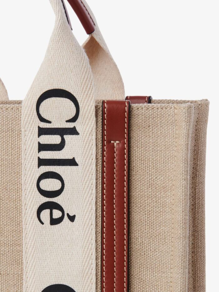CHLOE' Woody Linen And Leather Tote Bag