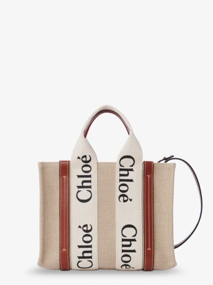 CHLOE' Woody Linen And Leather Tote Bag