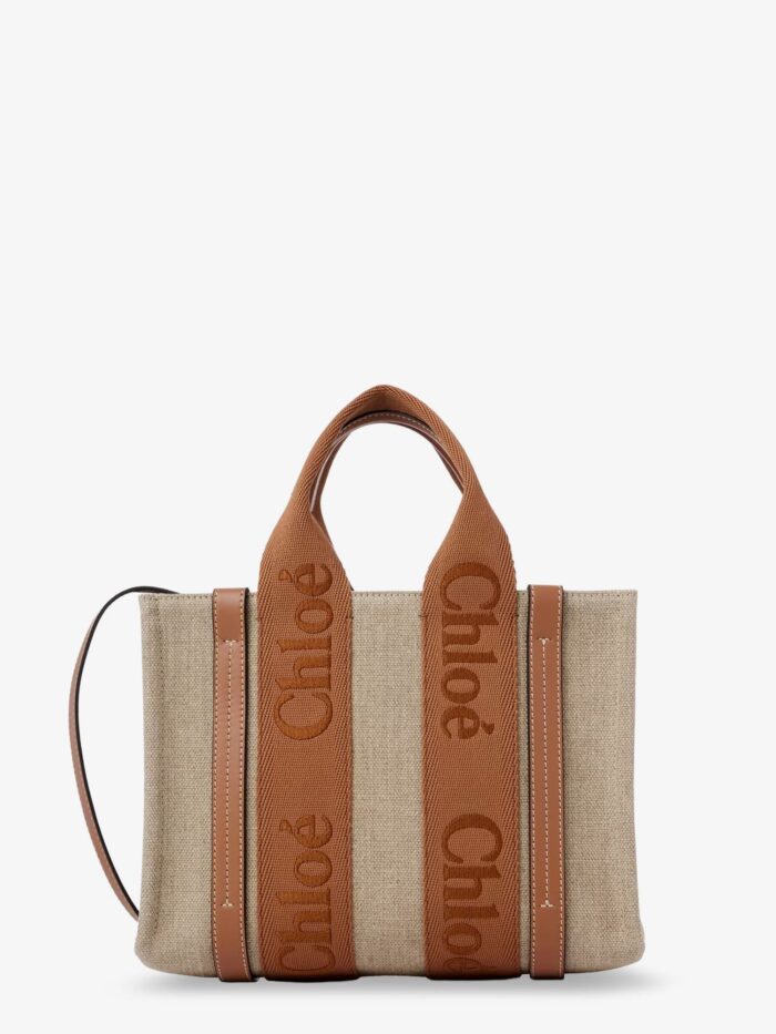 CHLOE' Woody Linen And Leather Tote Bag