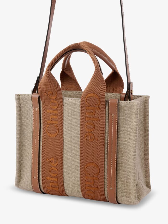 CHLOE' Woody Linen And Leather Tote Bag