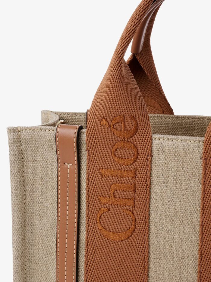 CHLOE' Woody Linen And Leather Tote Bag