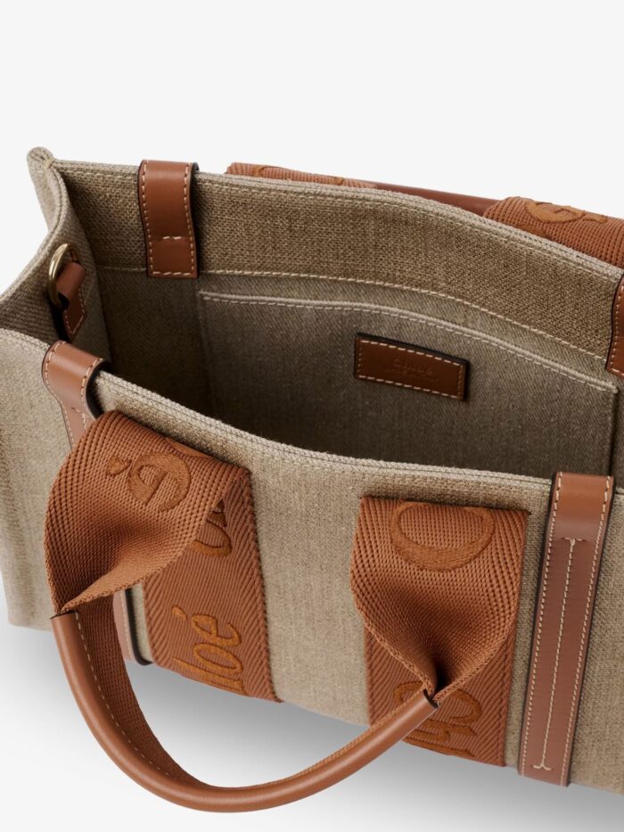 CHLOE' Woody Linen And Leather Tote Bag