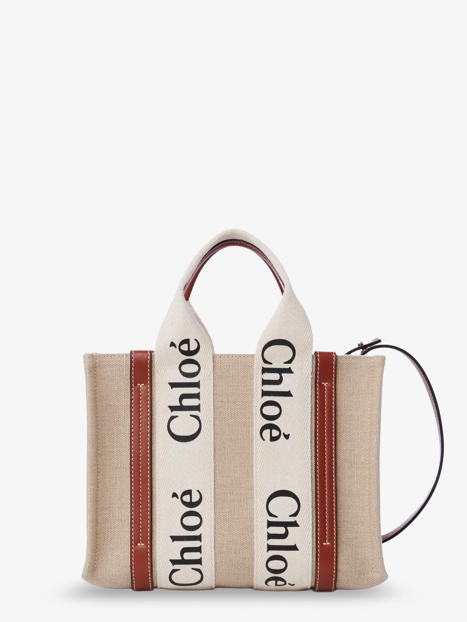 CHLOE' Woody Linen And Leather Tote Bag