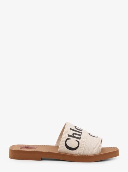 CHLOE' Woody Linen Flat Sandals