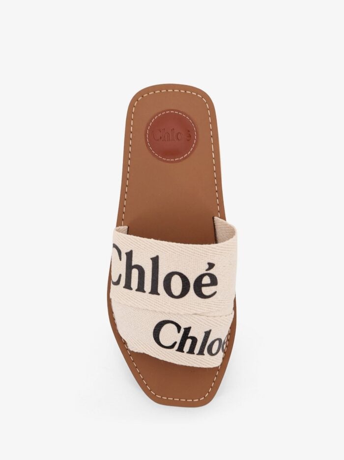 CHLOE' Woody Linen Flat Sandals