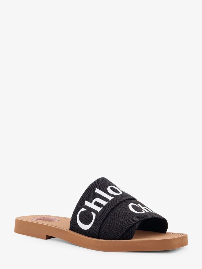 CHLOE' Woody Linen Flat Sandals