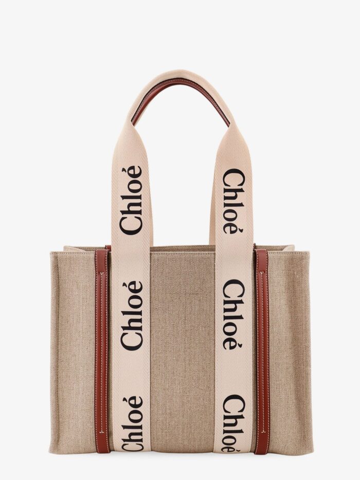 CHLOE' Woody Linen Shoulder Bag With Logo Lettering On The Front