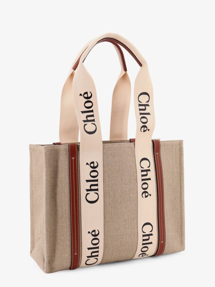 CHLOE' Woody Linen Shoulder Bag With Logo Lettering On The Front