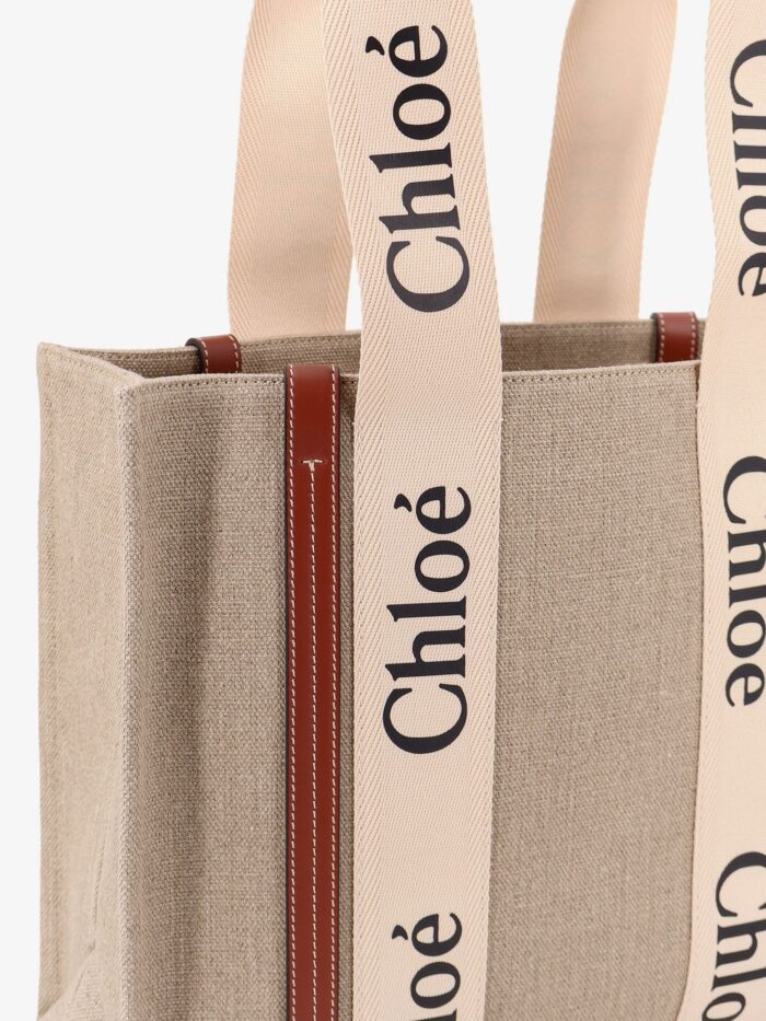 CHLOE' Woody Linen Shoulder Bag With Logo Lettering On The Front