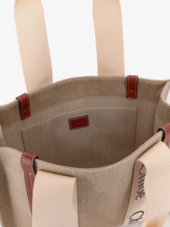 CHLOE' Woody Linen Shoulder Bag With Logo Lettering On The Front