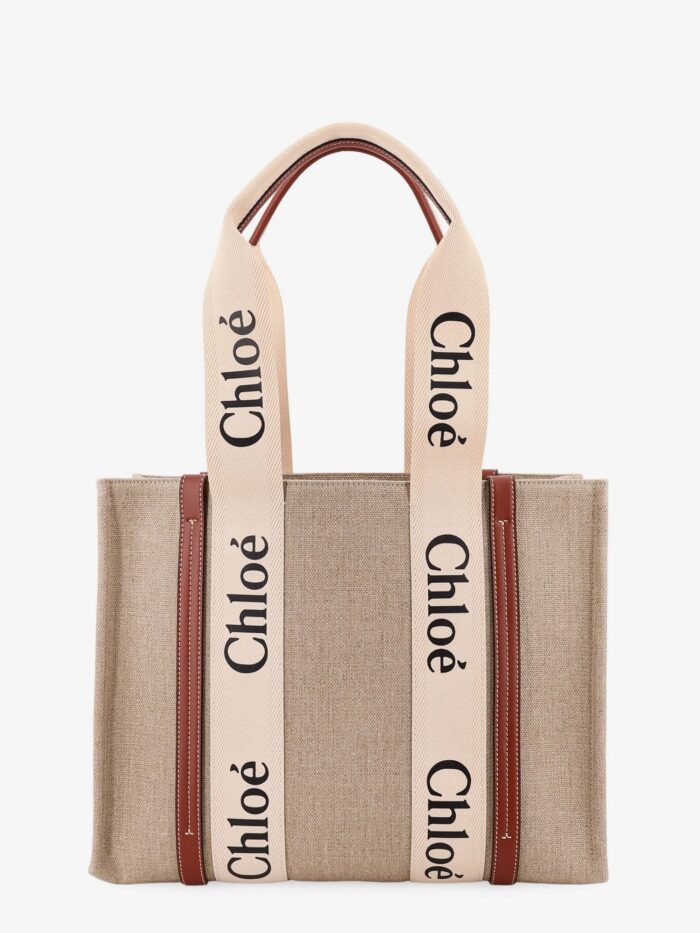 CHLOE' Woody Linen Shoulder Bag With Logo Lettering On The Front