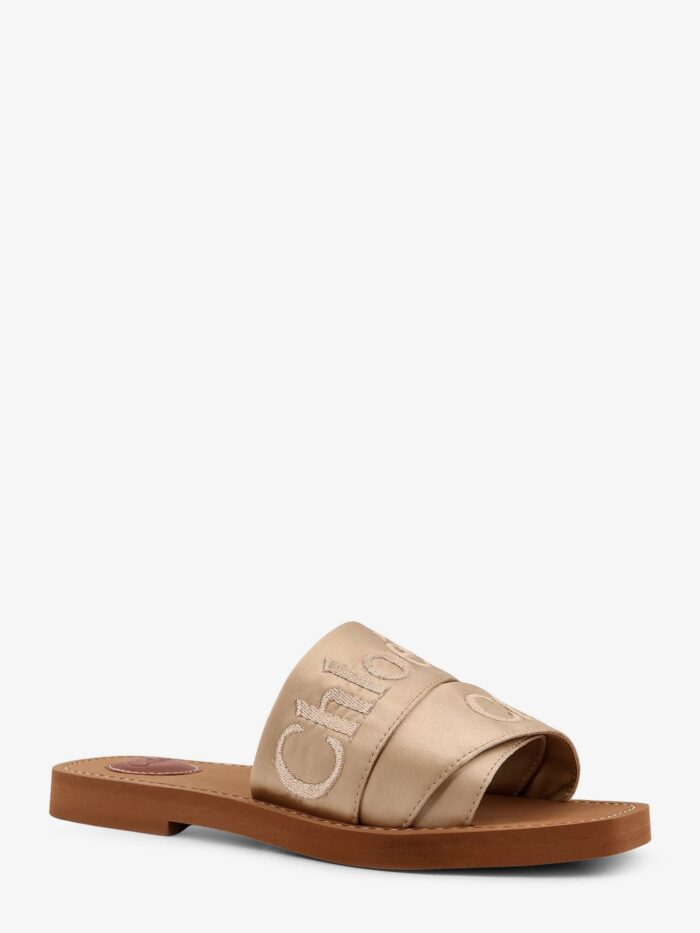 CHLOE' Woody Satin Sandals With Embroidered Logo