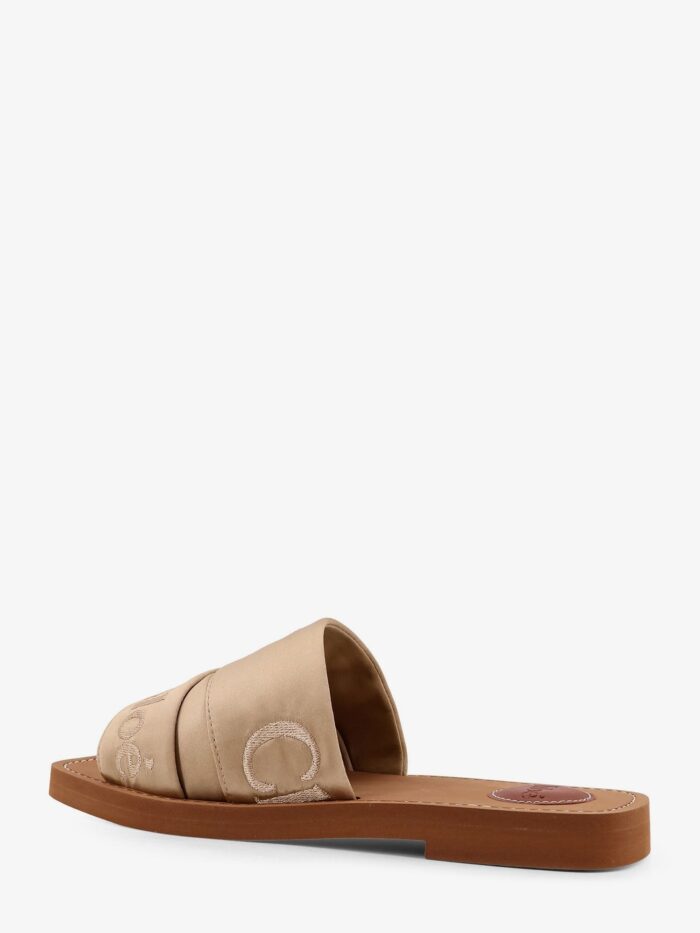 CHLOE' Woody Satin Sandals With Embroidered Logo