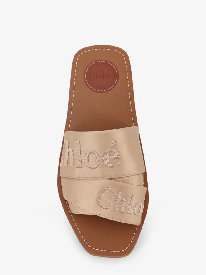 CHLOE' Woody Satin Sandals With Embroidered Logo