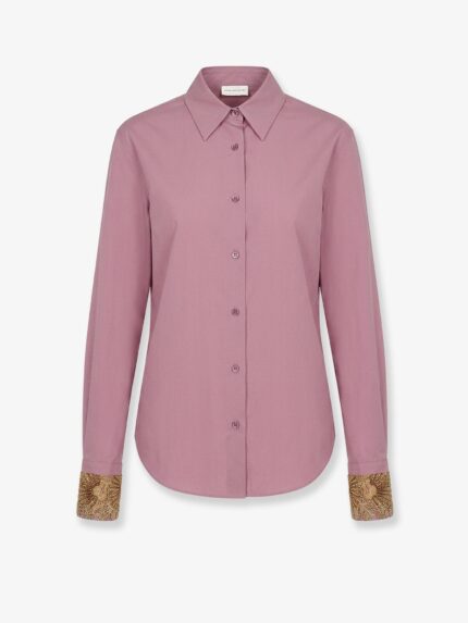 Dries Van Noten Chloris Cotton Shirt With Embroiders Cuffs