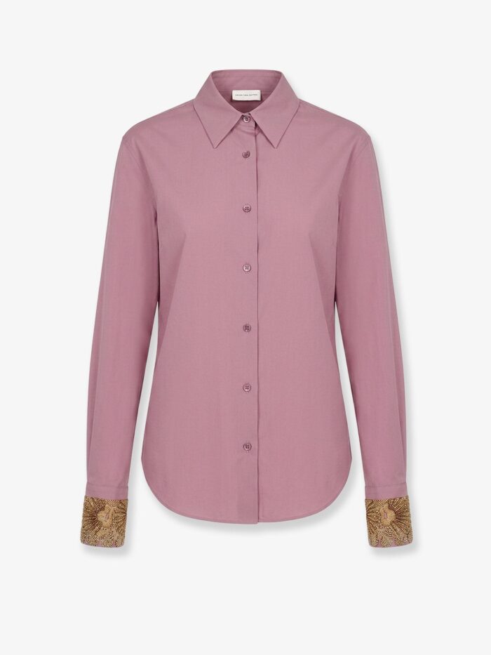 dries van noten chloris cotton shirt with embroiders cuffs Dries Van Noten Chloris Cotton Shirt With Embroiders Cuffs