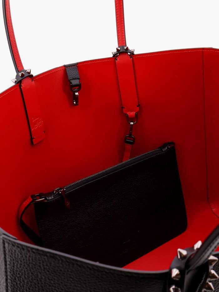 CHRISTIAN LOUBOUTIN Cabata Leather Shoulder Bag With Metal Studs Detail On The Front