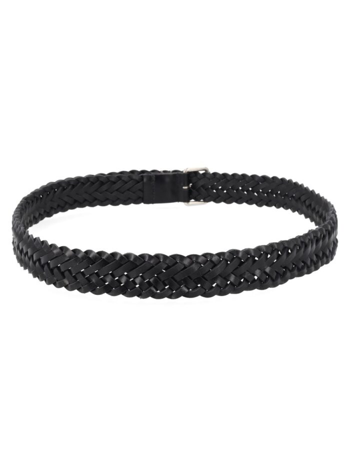 Saint Laurent Cintura Cassandre In Pelle Intrecciata