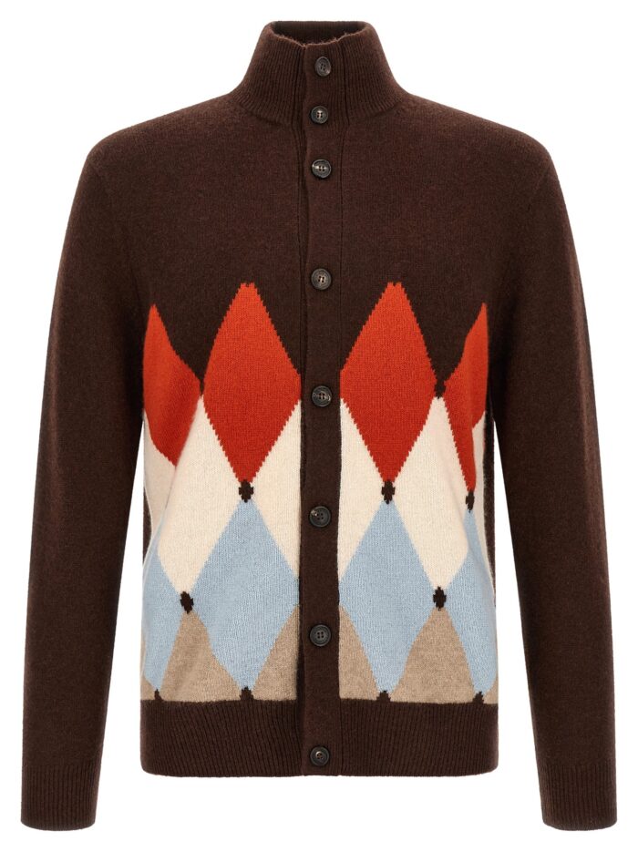ballantyne 'classic diamond' diamond intarsia cardigan Ballantyne 'Classic Diamond' Diamond Intarsia Cardigan