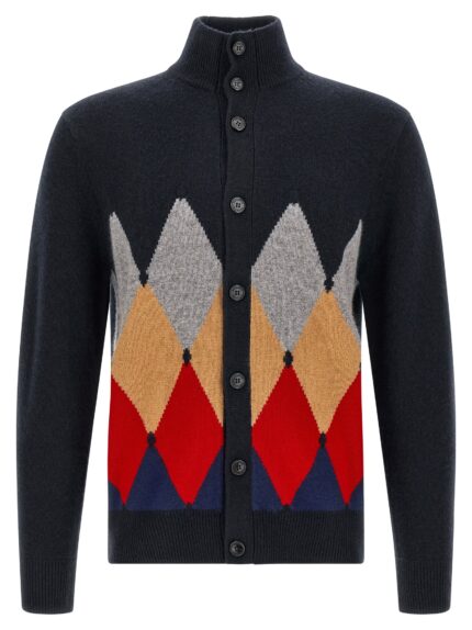 Ballantyne 'Classic Diamond' Diamond Intarsia Cardigan