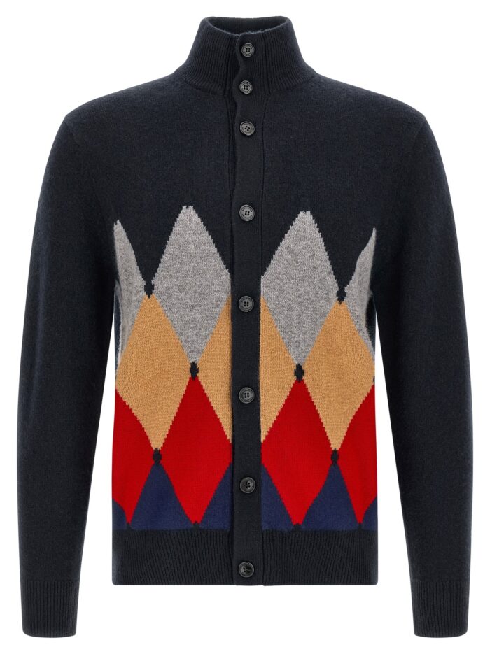 ballantyne 'classic diamond' diamond intarsia cardigan Ballantyne 'Classic Diamond' Diamond Intarsia Cardigan