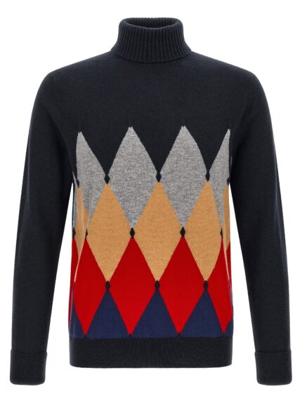 Ballantyne 'Classic Diamond' Intarsia Turtleneck Sweater
