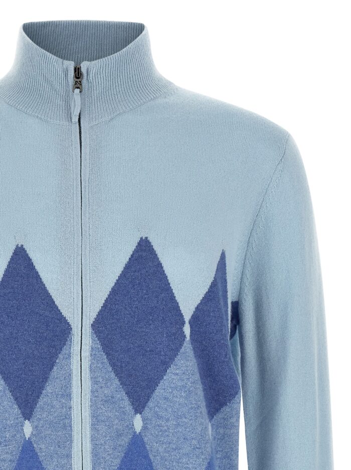 Ballantyne 'Classic DIamond' Intarsia Zip Cardigan