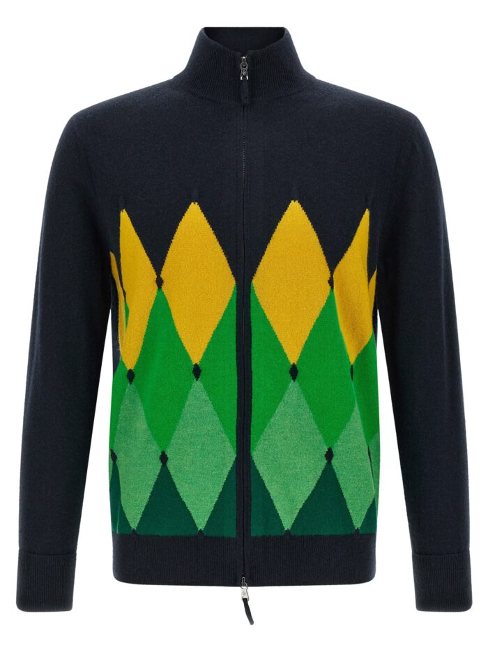 Ballantyne 'Classic DIamond' Intarsia Zip Cardigan