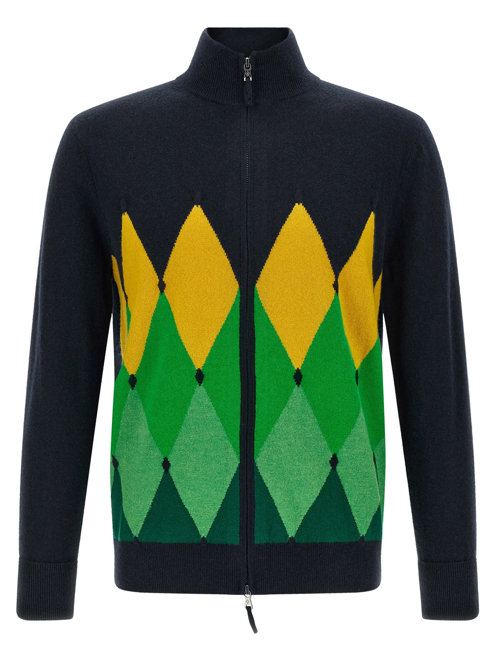 Ballantyne 'Classic DIamond' Intarsia Zip Cardigan