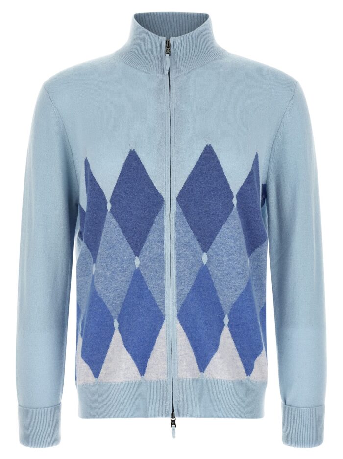 Ballantyne 'Classic DIamond' Intarsia Zip Cardigan