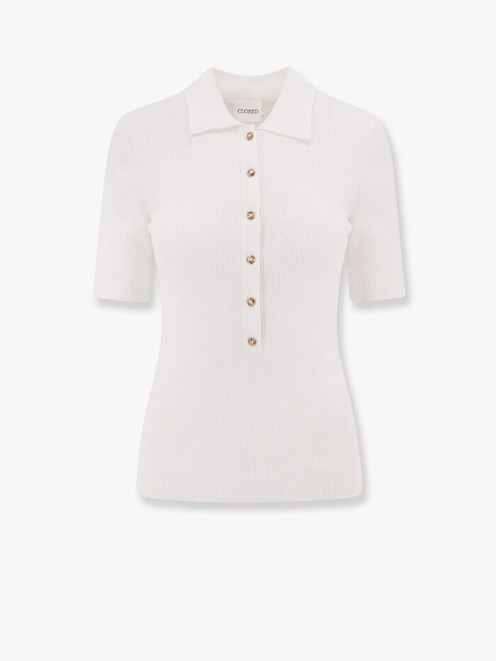 CLOSED Ribbed Cotton And Cachemire Polo Shirt
