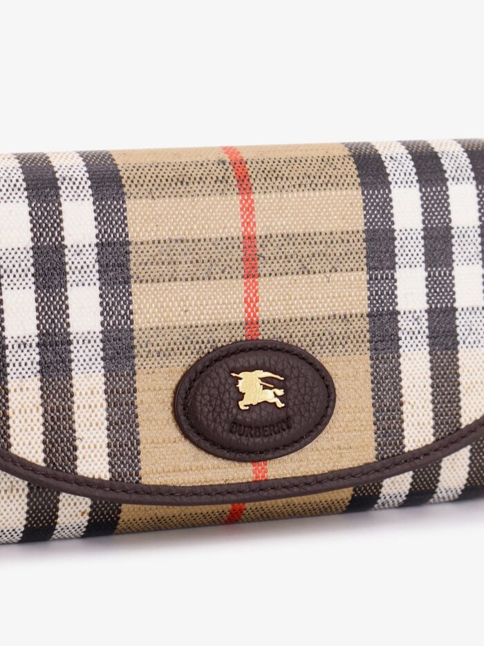 Coated Canvas Wallet With Burberry Check Motif