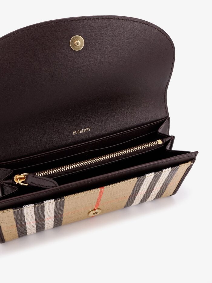 Coated Canvas Wallet With Burberry Check Motif