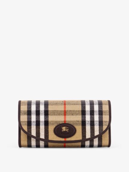Coated Canvas Wallet With Burberry Check Motif