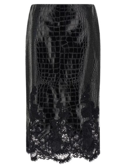 ERMANNO SCERVINO Coconut Print Sheath Skirt With Lace