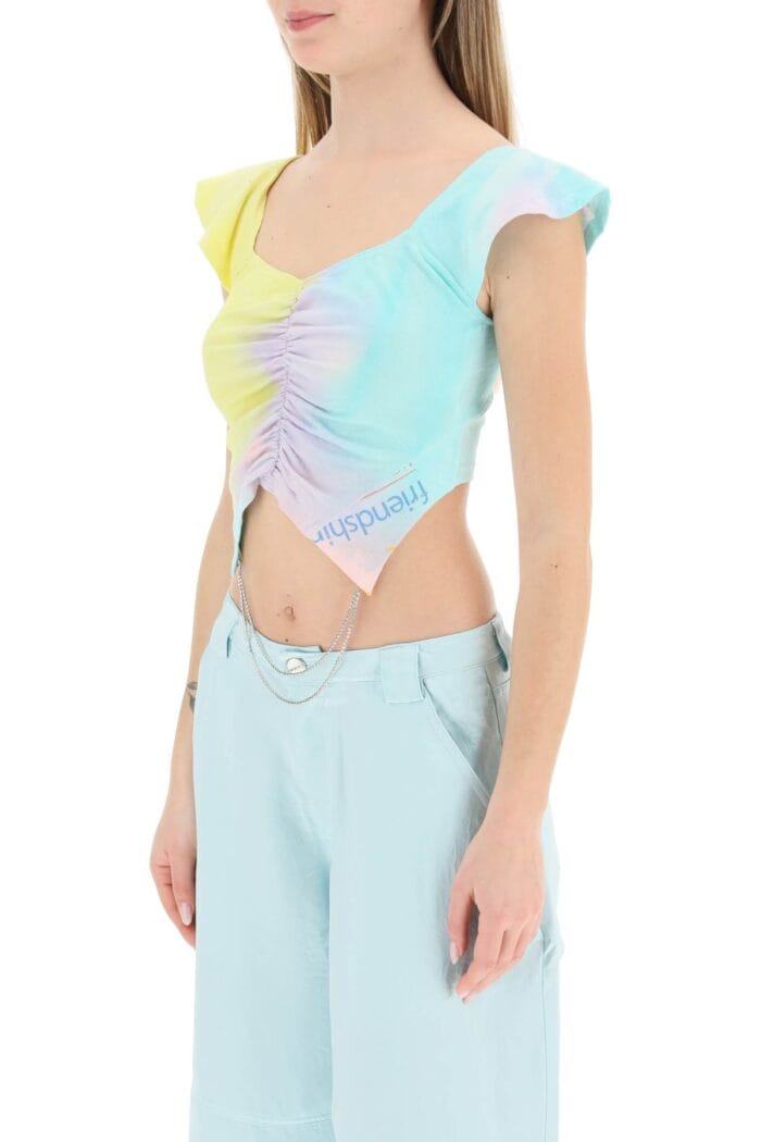 Collina Strada 'regina' Tie-dye Top With Rhinestone Chain